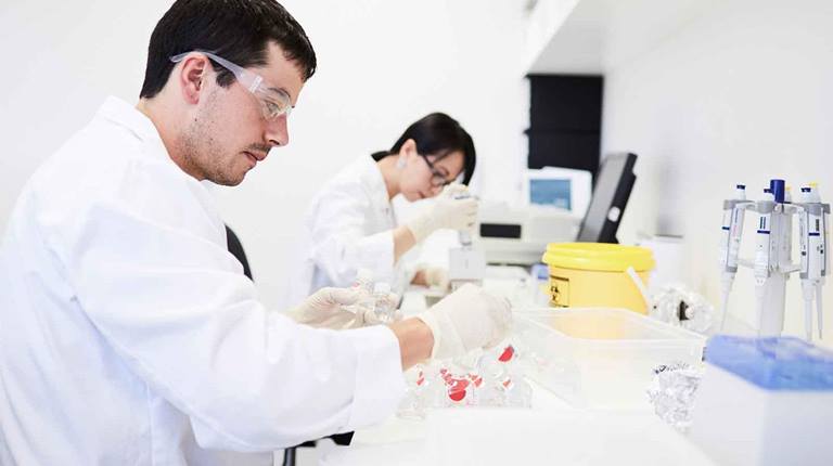 Mitabeiter beim wissenschaflichen Labortest
